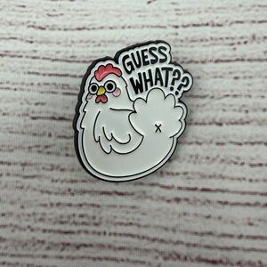 White and Pink Chicken Enamel Pin
